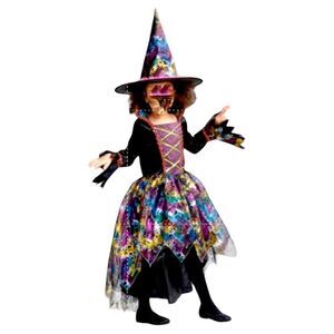 Kids Glitter Hallows Eve Witch Costume Various Sizes